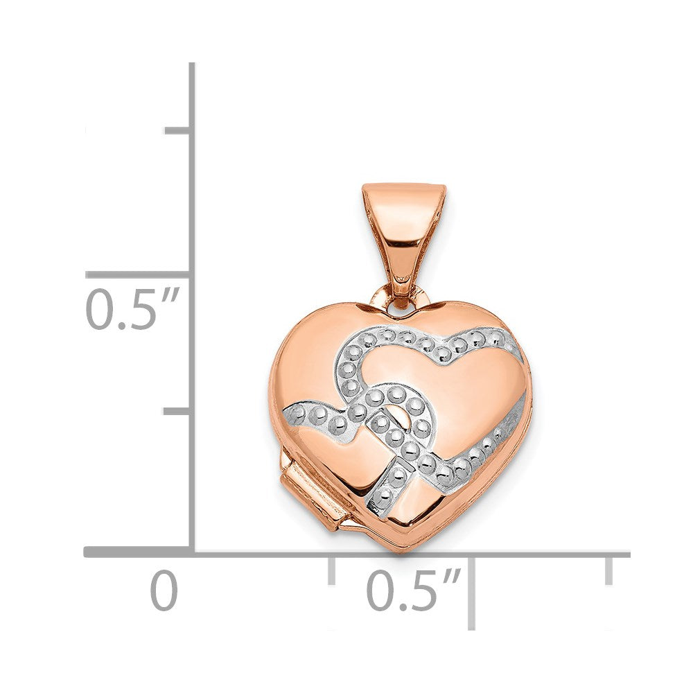 14k Rose Gold w/ White Rhodium 12mm Heart Locket