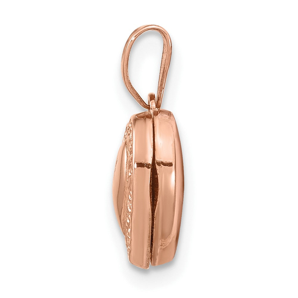 14k Rose Gold Polished 10mm Heart-Shaped Scrolled Locket