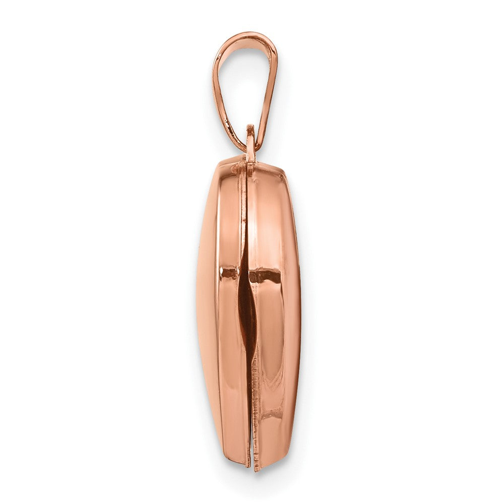 14k Rose Gold Diamond Polished 15mm Heart Locket