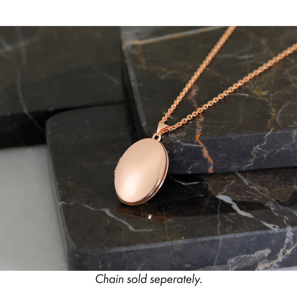 14k Rose Gold Polished 26mm Domed Oval Locket
