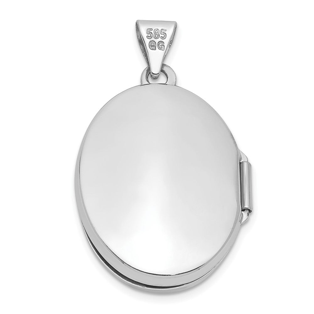 14k White Gold 21x16mm Oval Tree Locket