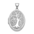 14k White Gold 21x16mm Oval Tree Locket