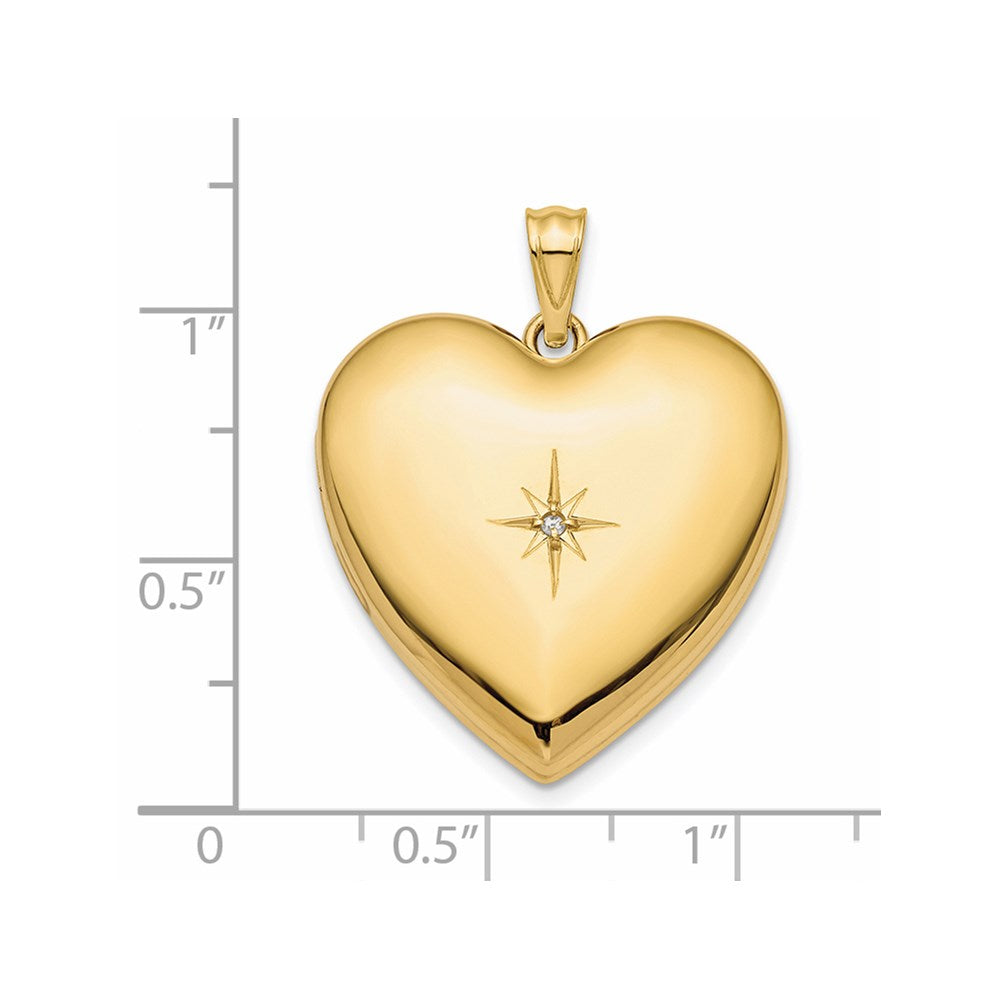 14k 24mm Diamond Star Ash Holder Heart Locket