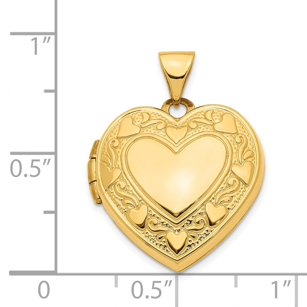 14ky Hearts w/ LOVE 19mm Reversible Heart Locket Pendant