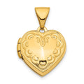 14K 13mm Textured Heart Locket Pendant