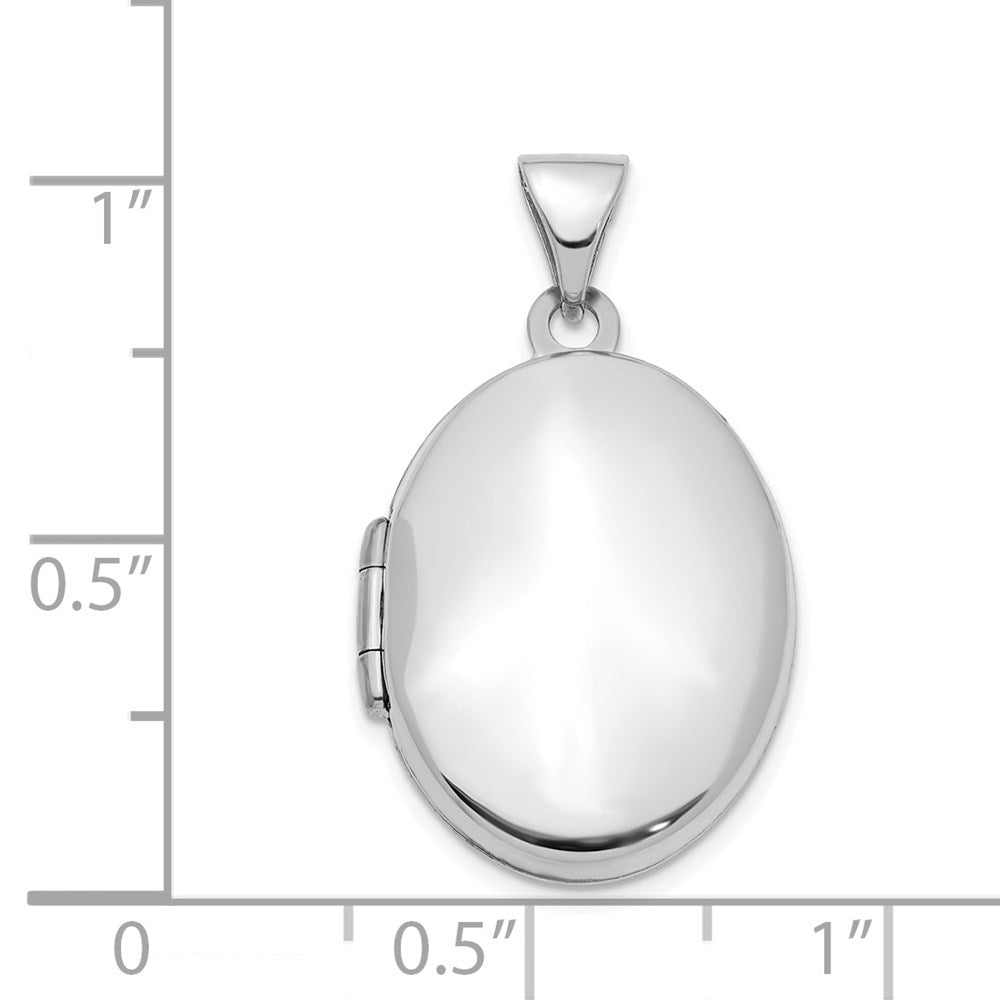 14K White Gold 21mm Oval Locket Pendant