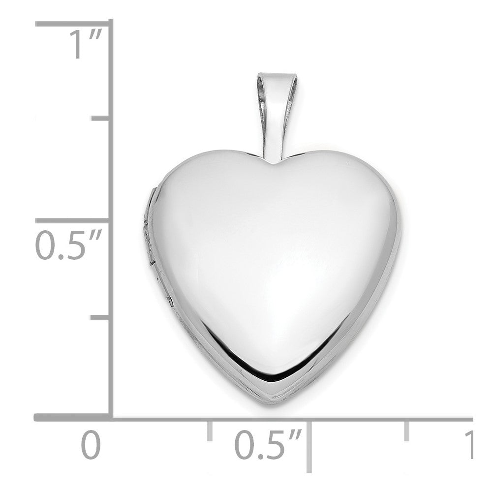 14k White Gold 16mm Heart Locket