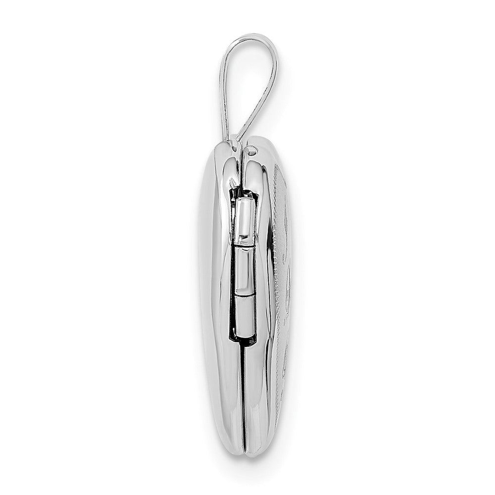 14k White Gold 16mm Satin I LOVE YOU Heart Locket
