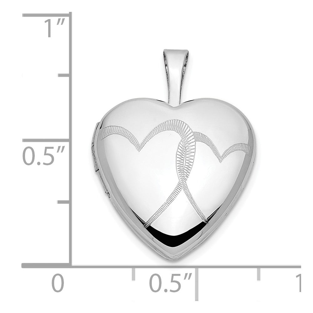 14k White Gold 16mm Double Hearts Locket