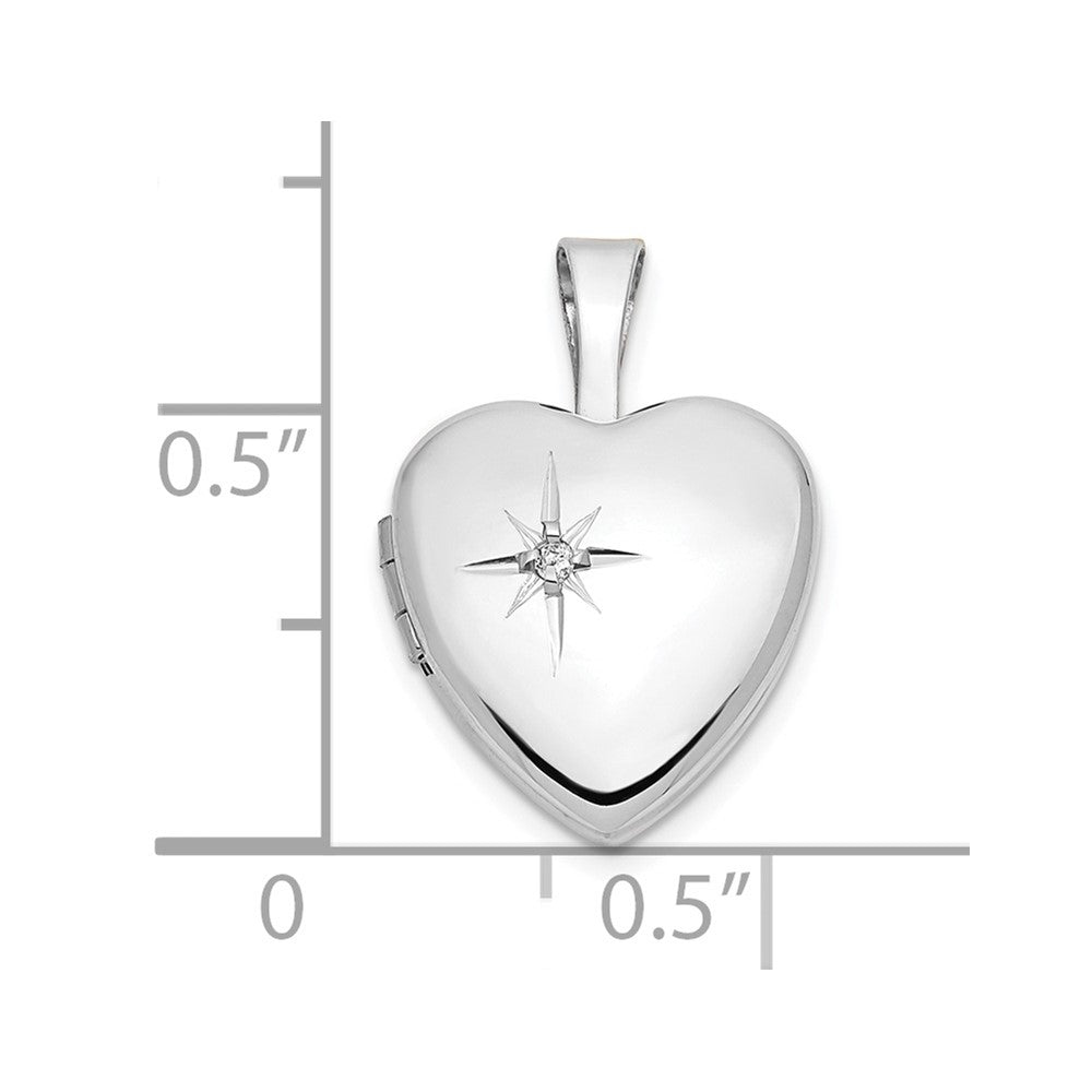 14k White Gold 12mm .01ct. Diamond Heart Locket