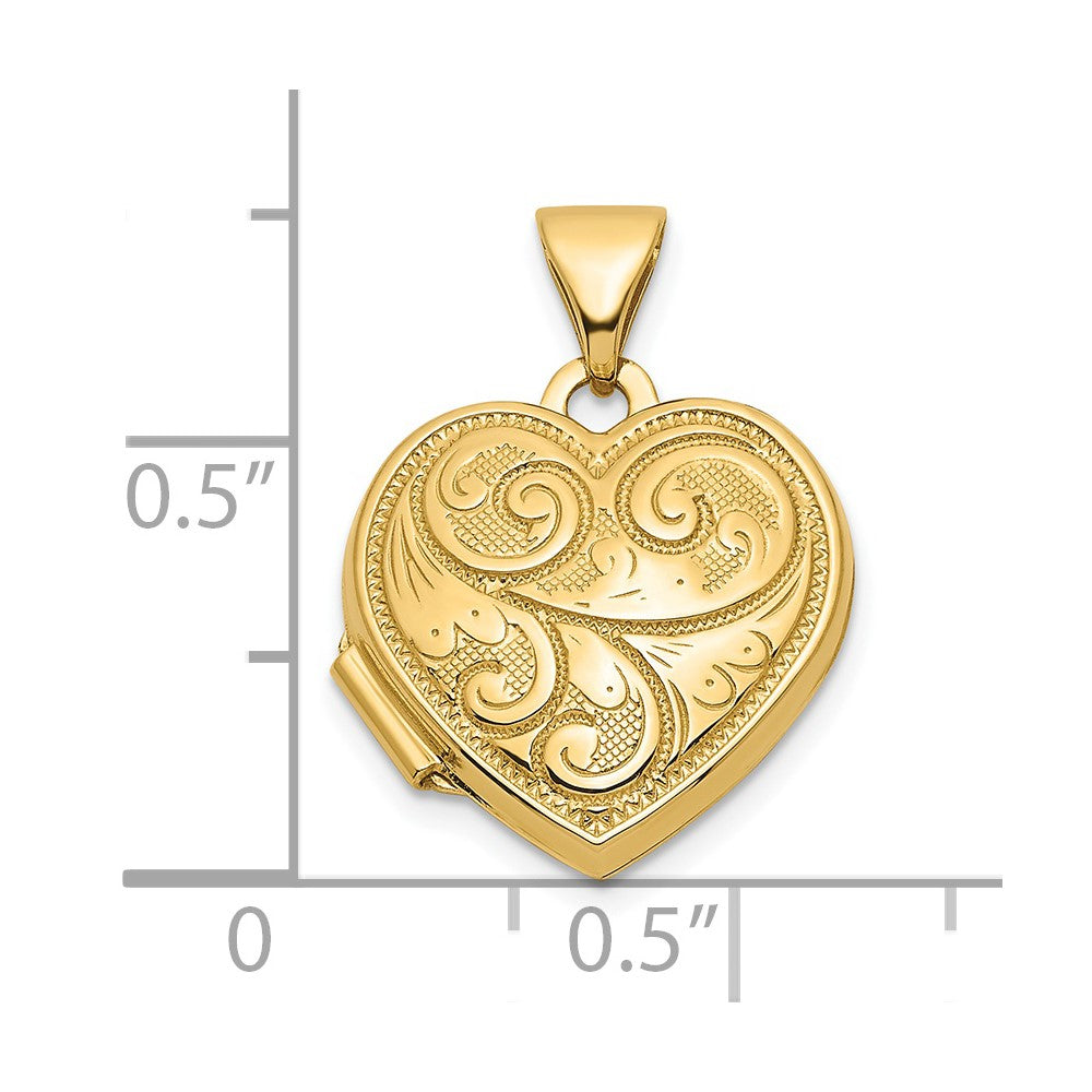 14ky Reversible Swirl Design 15mm Heart Locket