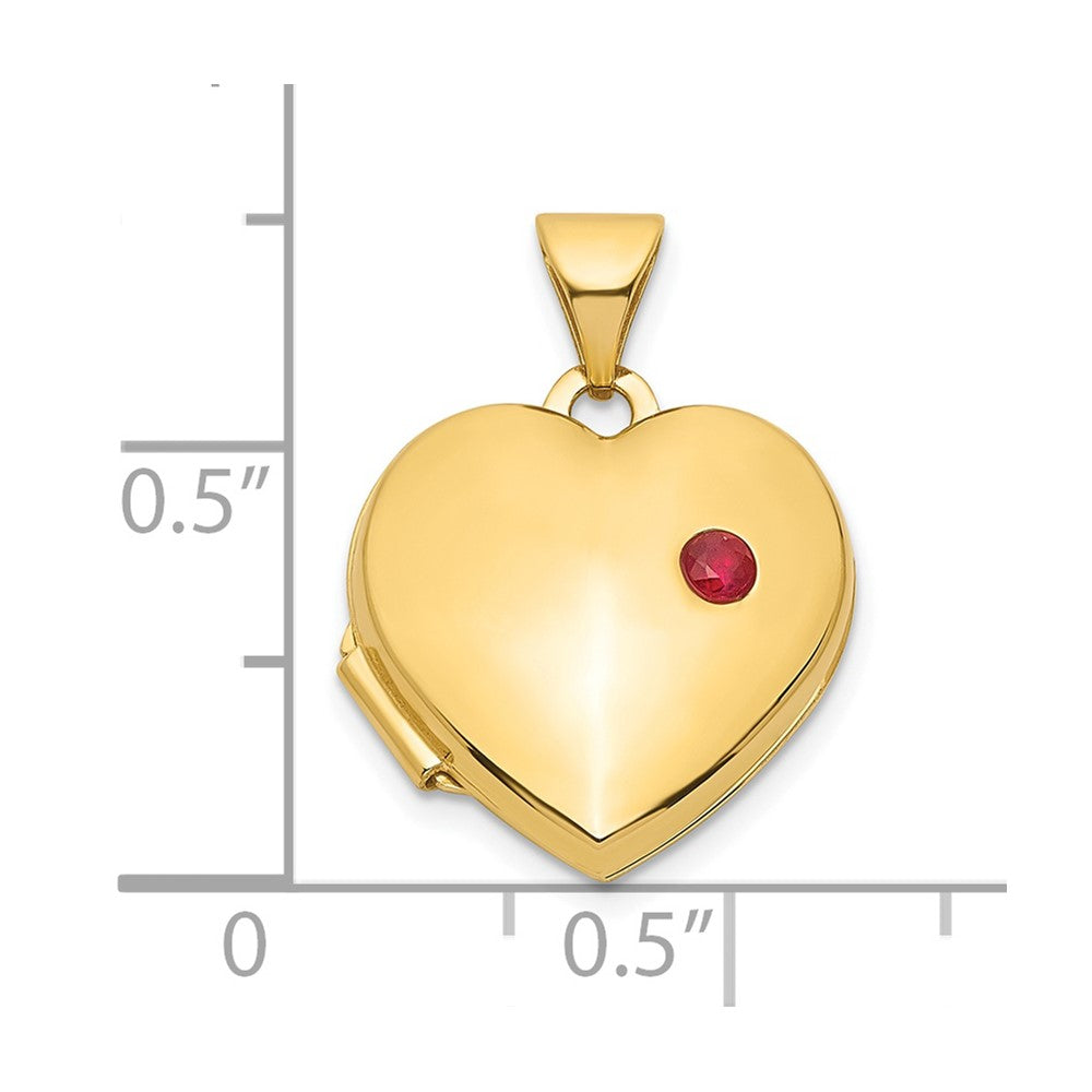 14k Ruby 15mm Heart Locket