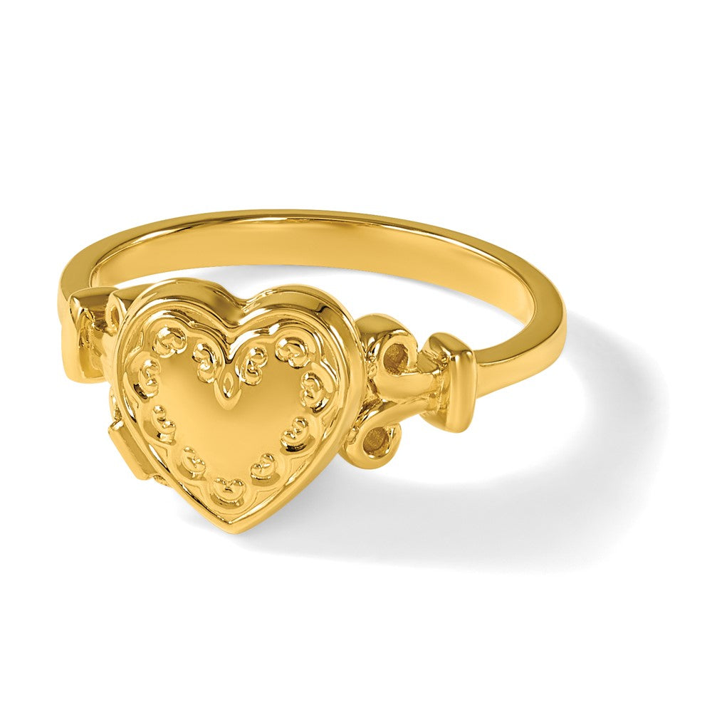 14ky 10mm Heart Shaped (8x8mm Photos) Locket Ring
