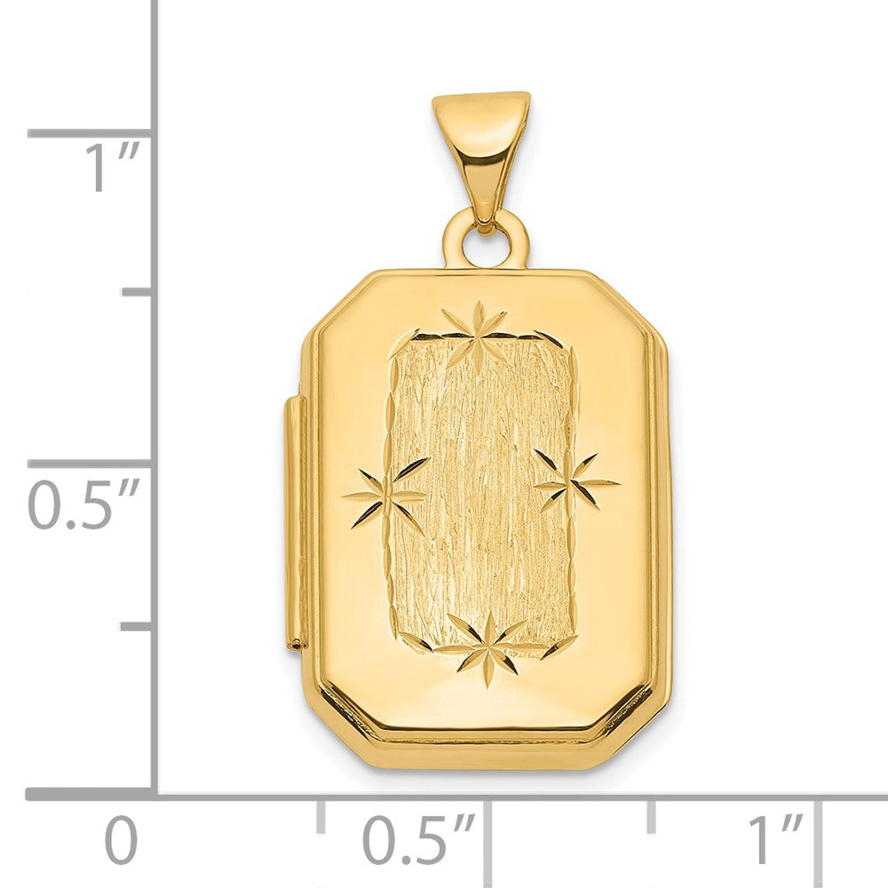 14ky Diamond-cut Brushed 20mm Rectangular Locket