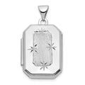 14k White Gold Diamond-cut Brushed 20mm Rectangular Locket