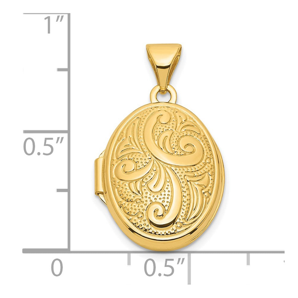 14k Yellow Gold Swirl Design 17mm Oval Locket