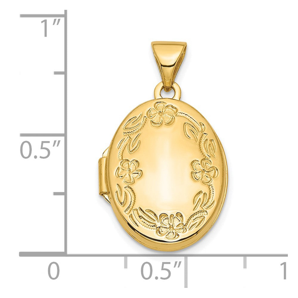 14k Floral 17mm Oval Locket