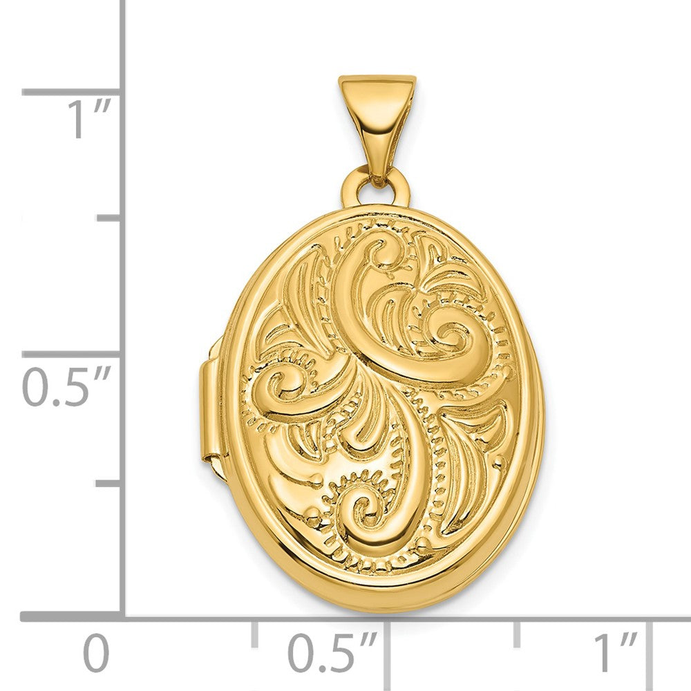 14ky Reversible Swirl Design 21mm Oval Locket