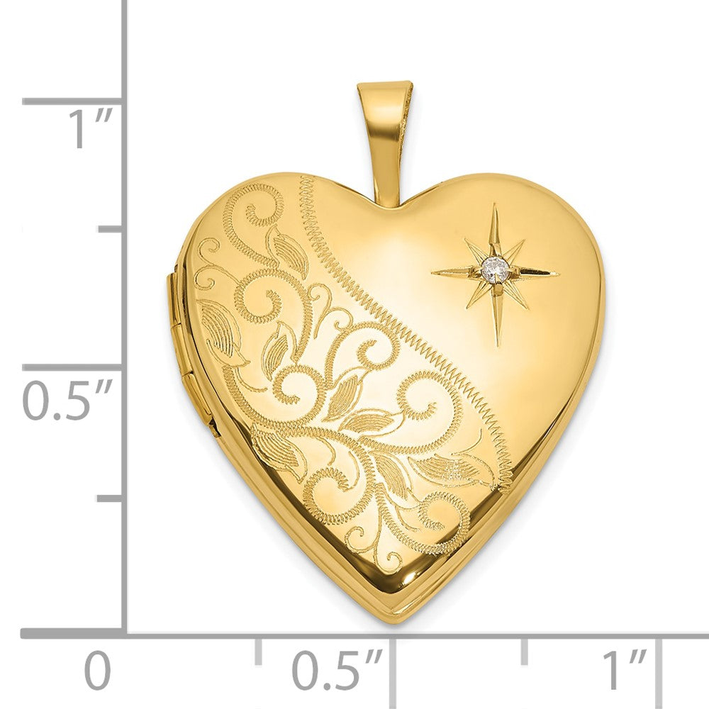 14K 20mm Polished Diamond Heart Locket