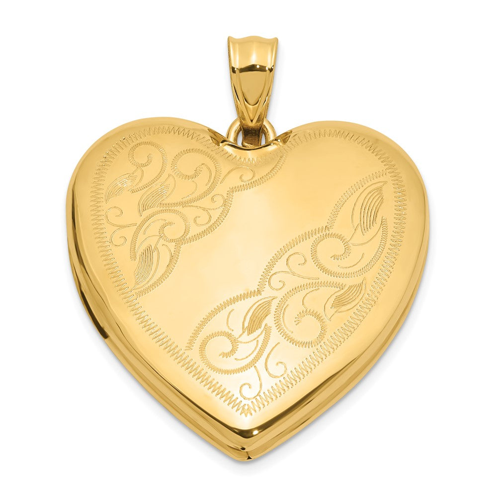 14K 24mm Polished Fancy Design Heart Locket
