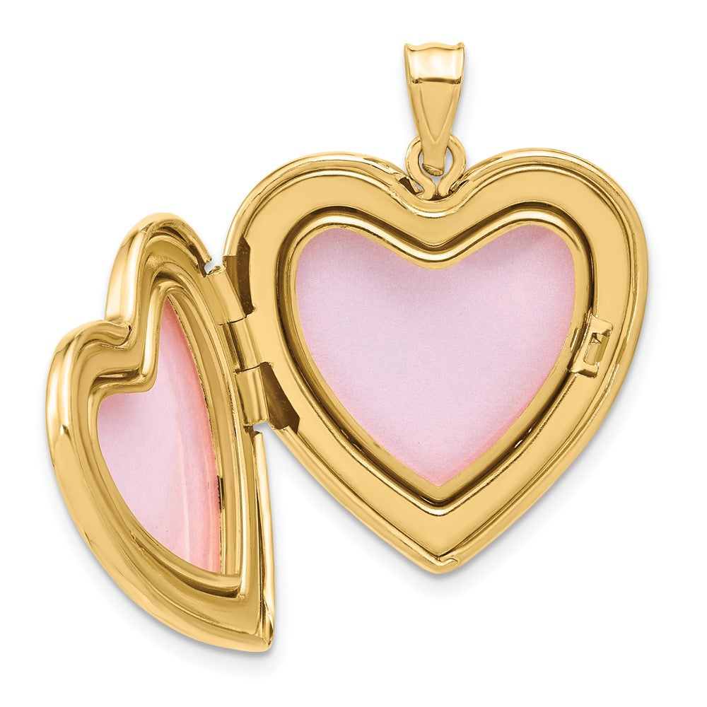 14K 24mm Satin and Polished Diamond Heart Locket