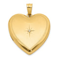 14K 24mm Satin and Polished Diamond Heart Locket