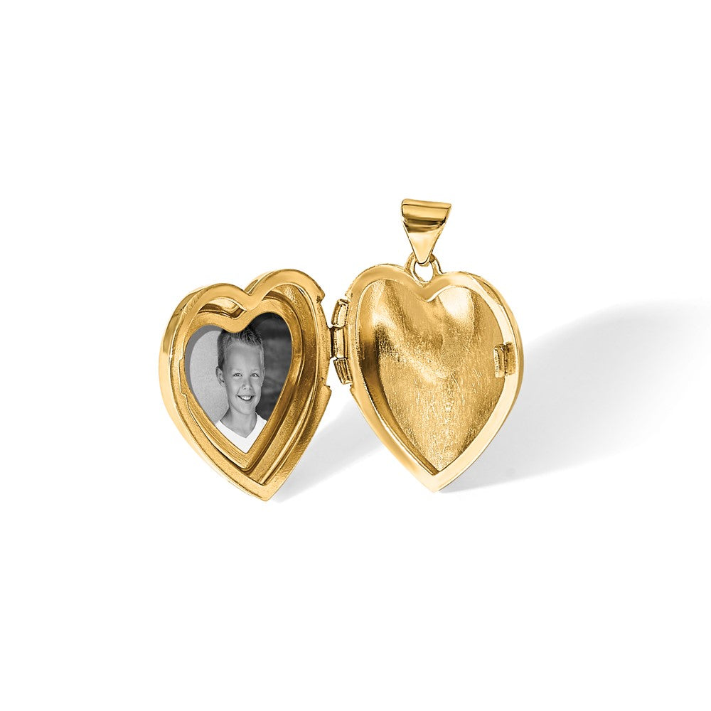 14K Polished White Agate Mom 18mm Heart Locket