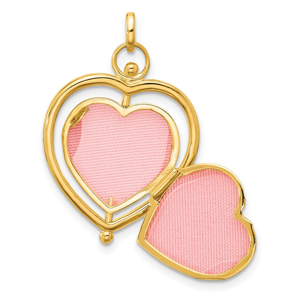 14K and White Rhodium Floral Special Mum Reversible Heart Locket