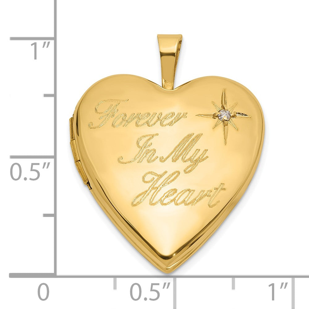 14K 20mm Polished FOREVER IN MY HEART Diamond Heart Locket