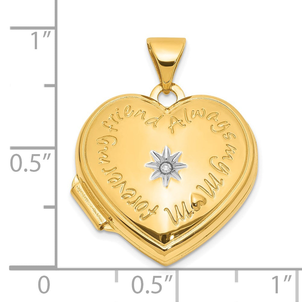 14K and White Rhodium Diamond 18mm Always My Mom Heart Locket