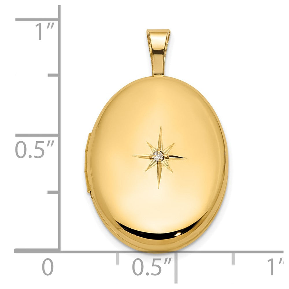 14K Polished Diamond Star 16mm Oval Locket
