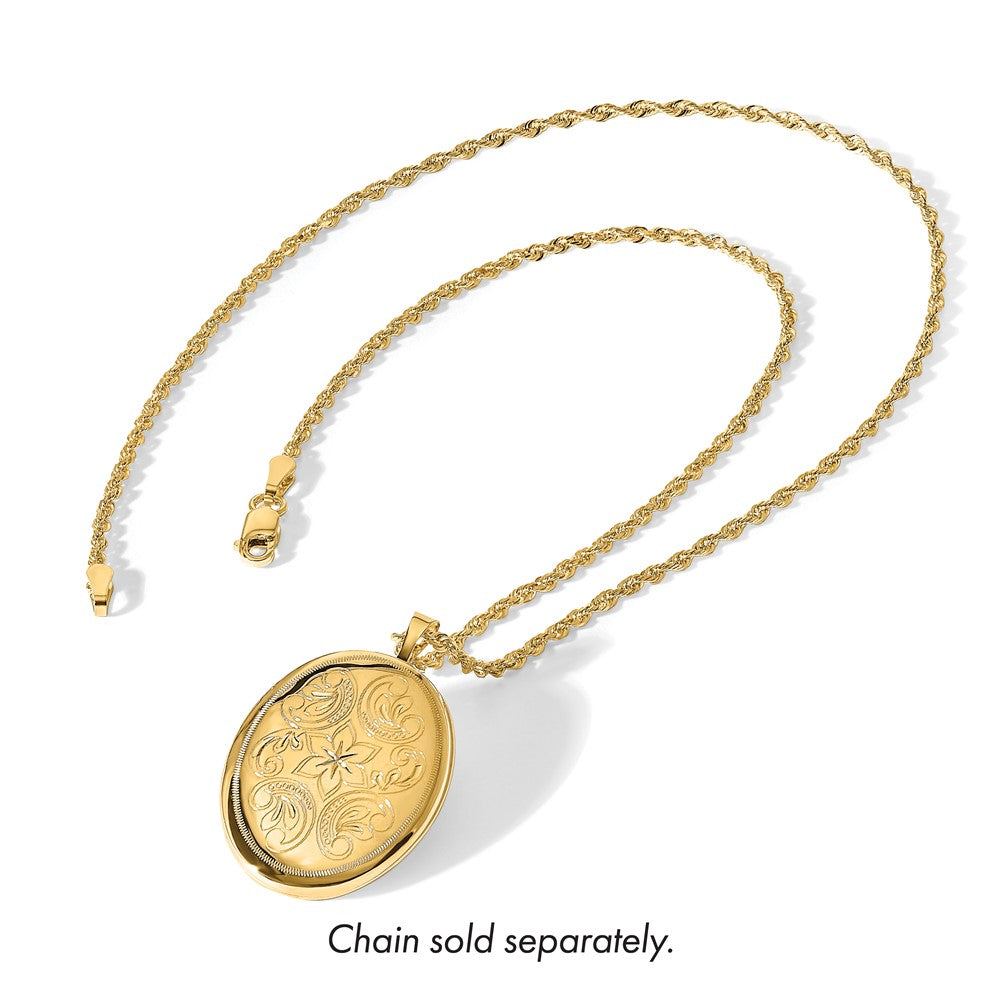 14k Polished Floral Filigree 20mm Oval Locket