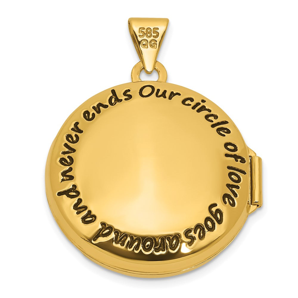 14k Our Circle Of Love.. Black Oil Reversible 20mm Round Locket