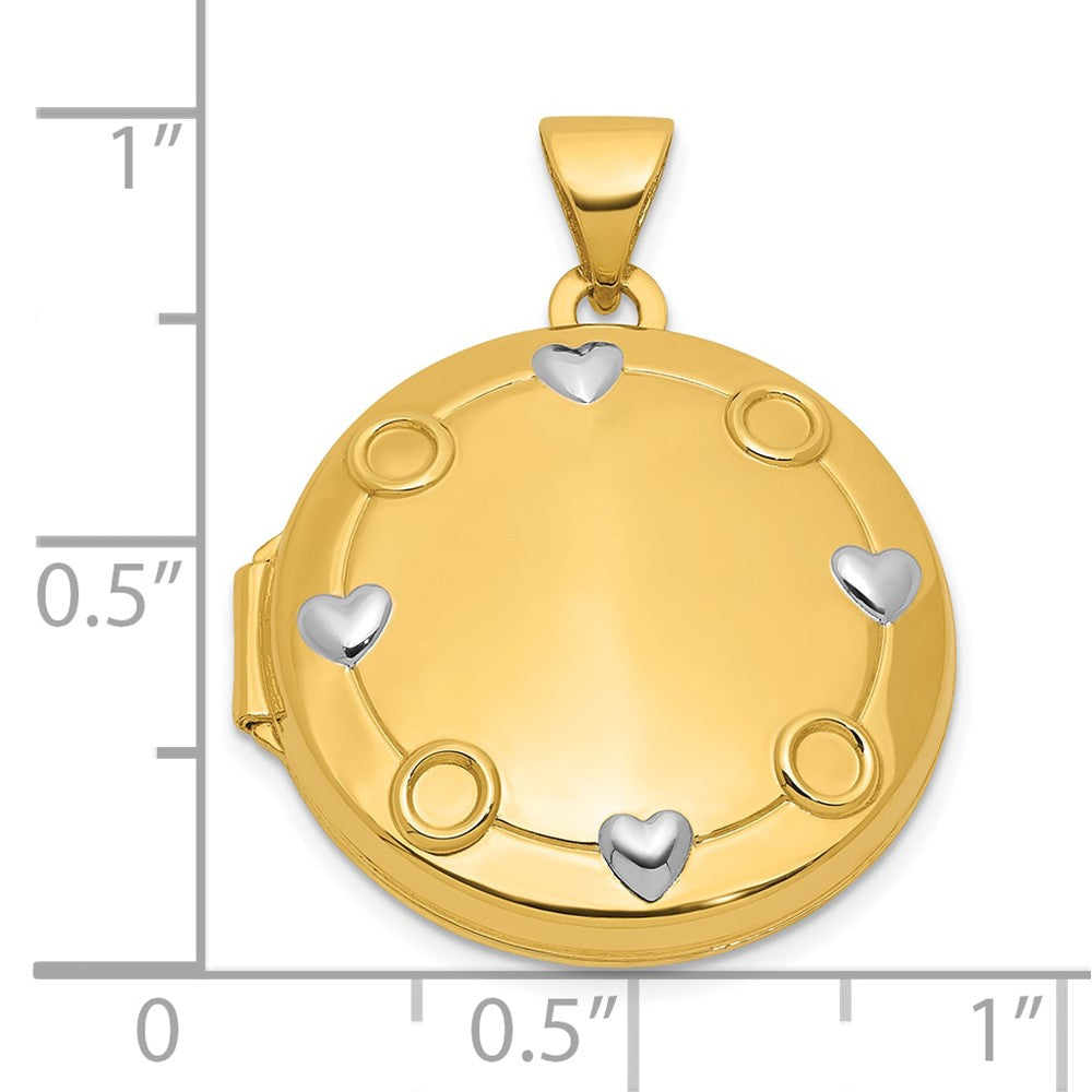 14k Our Circle Of Love.. Black Oil Reversible 20mm Round Locket