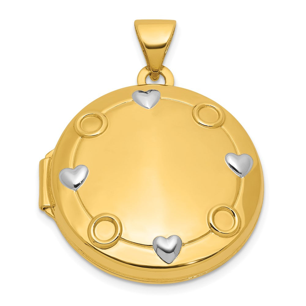 14k Our Circle Of Love.. Black Oil Reversible 20mm Round Locket