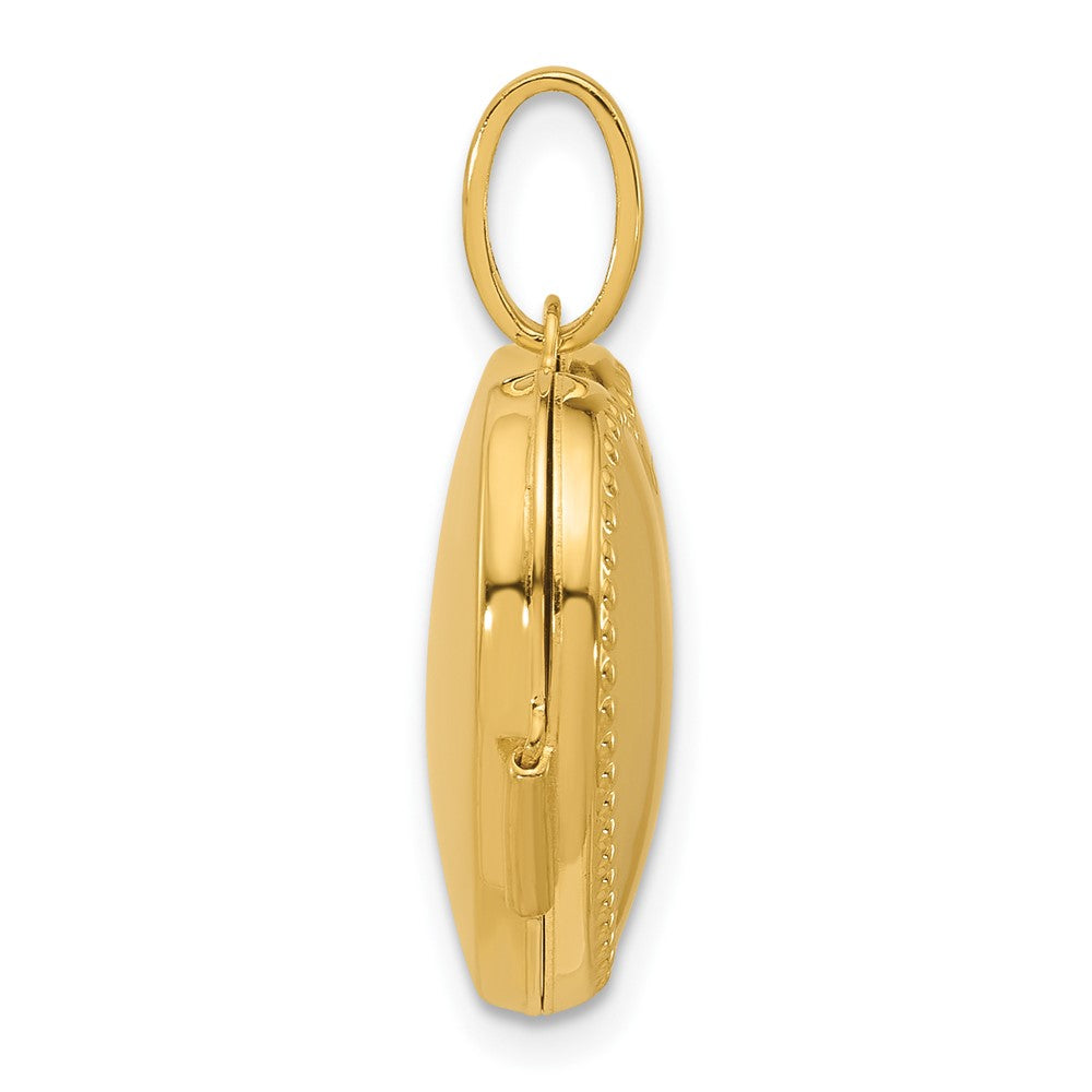 14k Polished with Border 18mm Heart Locket