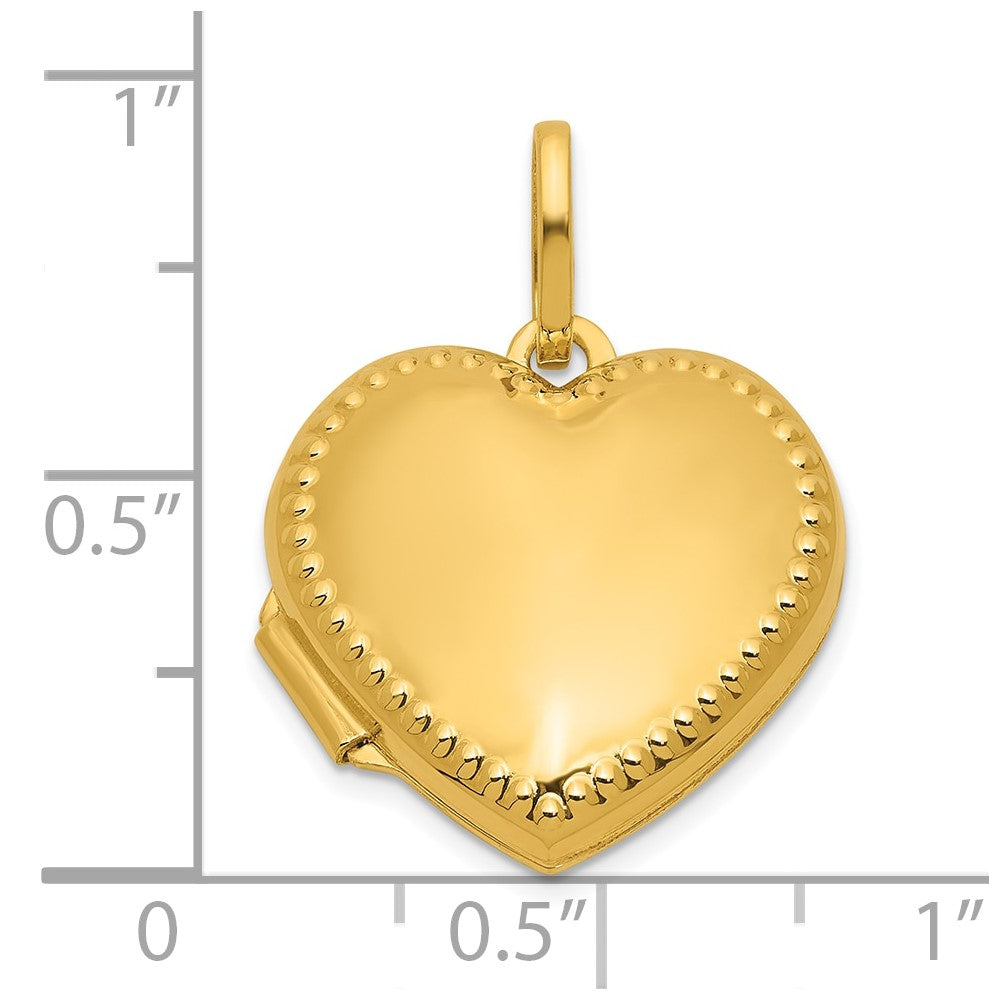 14k Polished with Border 18mm Heart Locket