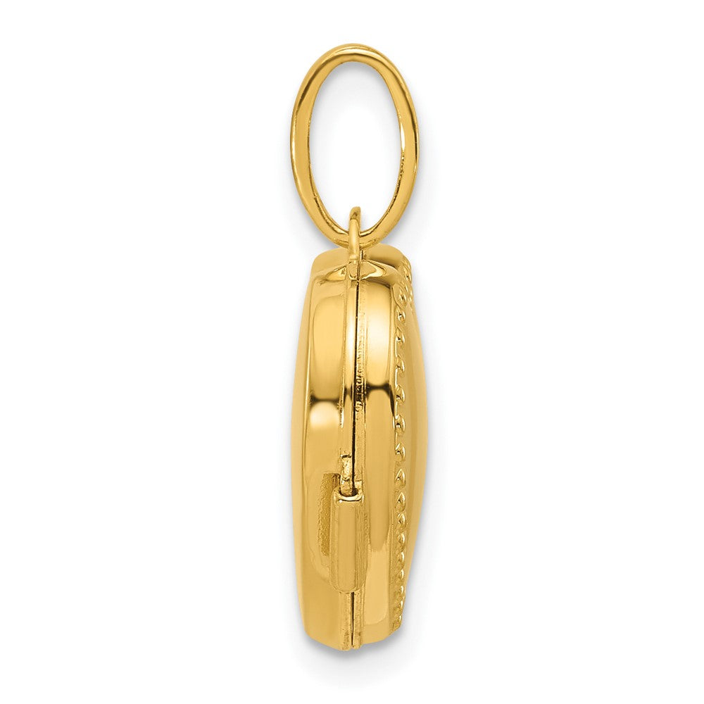 14k Polished with Border 15mm Heart Locket