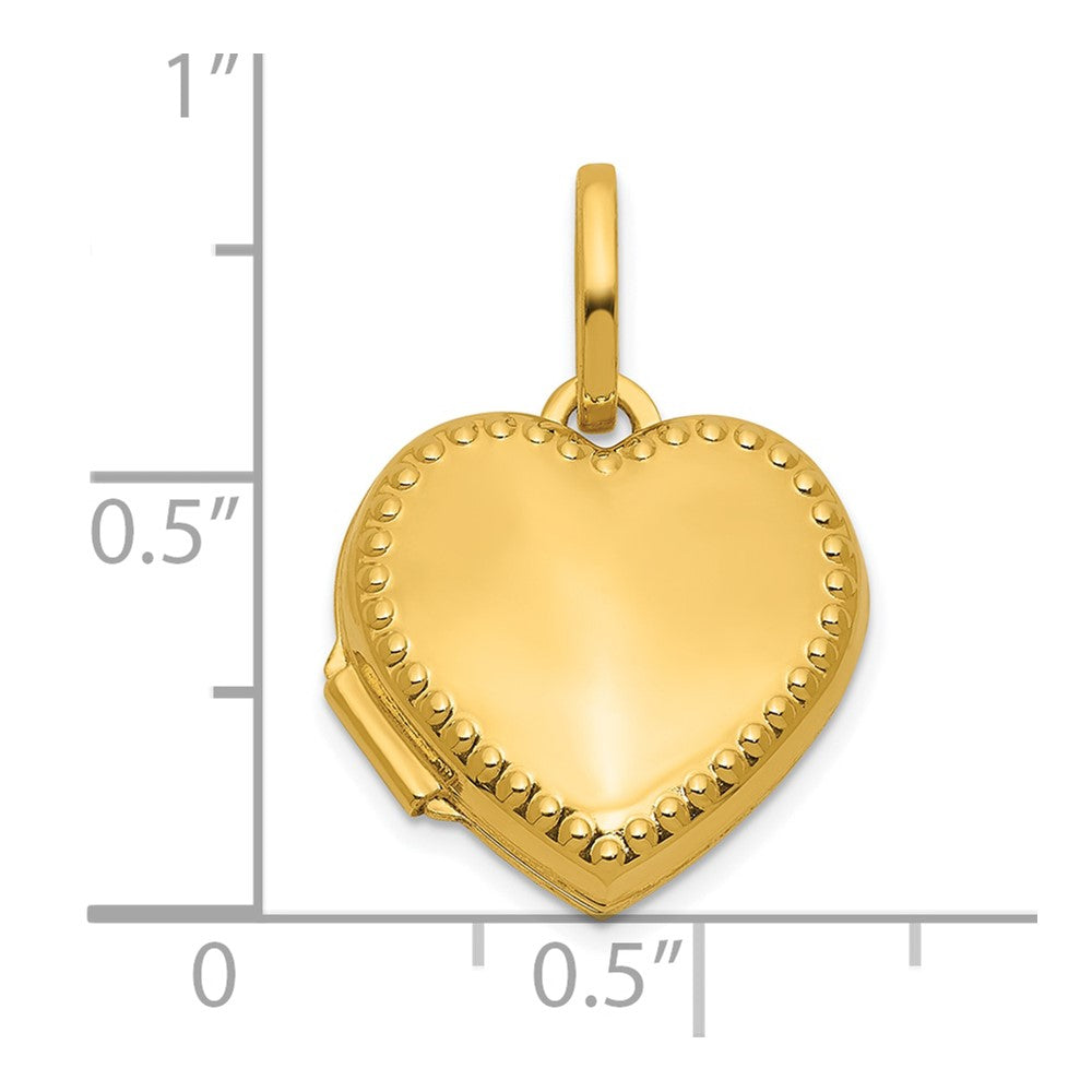 14k Polished with Border 15mm Heart Locket