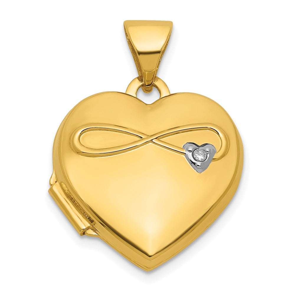 14k Diamond Polished Infinity 15mm Heart Locket