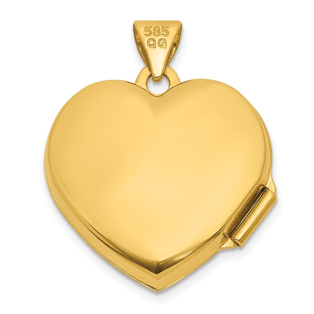 14k and Rhodium Polished Floral 18mm Heart Locket