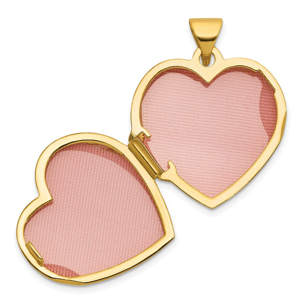 14k and Rhodium Polished Floral 18mm Heart Locket
