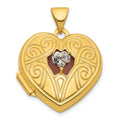 14k Polished White Topaz April Birthstone 18mm Heart Locket