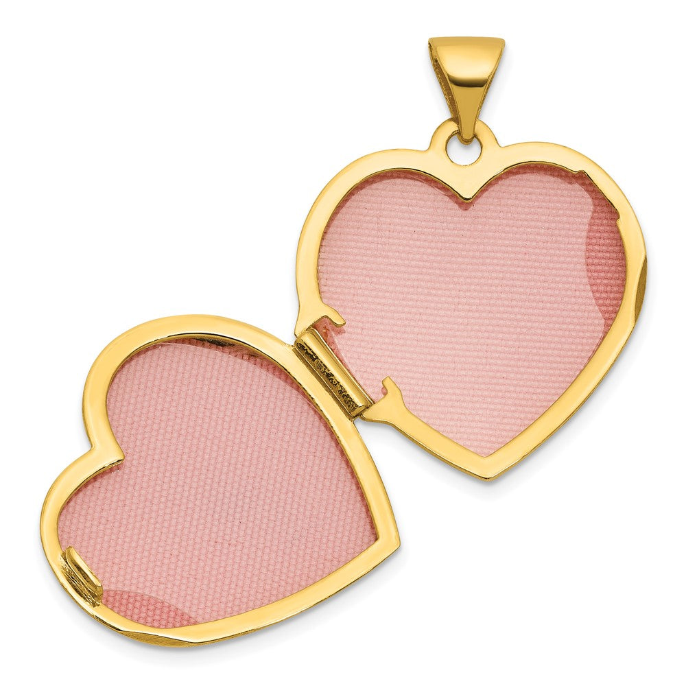 14k and White Rhodium Polished Lab Created Ruby 18mm Heart Locket