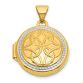 14k and White Rhodium Polished Celtic 16mm Round Locket