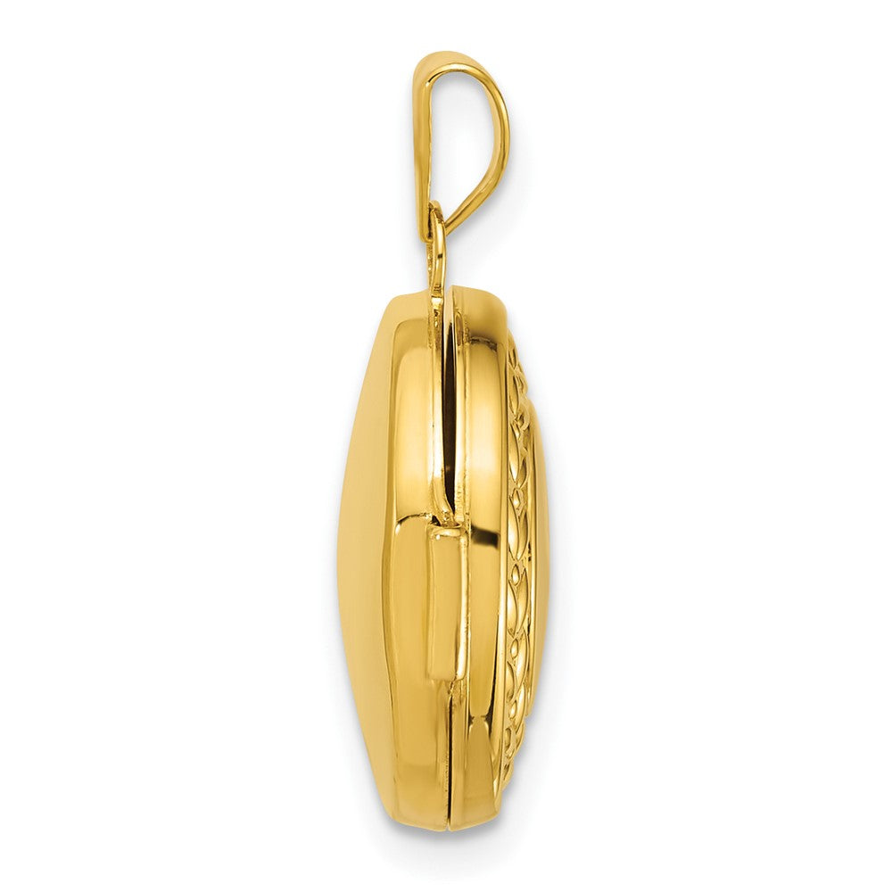 14k Polished Diamond 16mm Round Locket