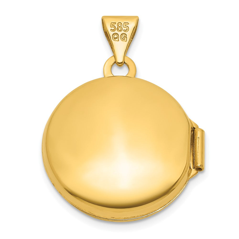 14k Polished Diamond 16mm Round Locket