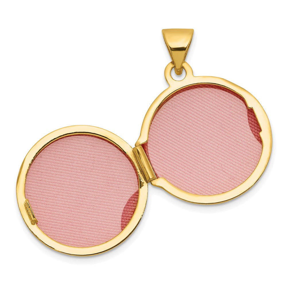 14k Polished Diamond 16mm Round Locket