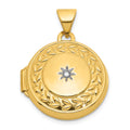 14k Polished Diamond 16mm Round Locket