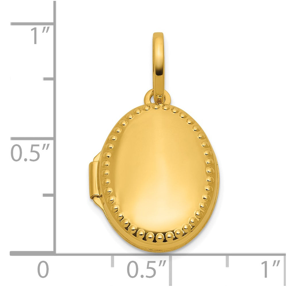 14k Polished with Border 17mm Oval Locket